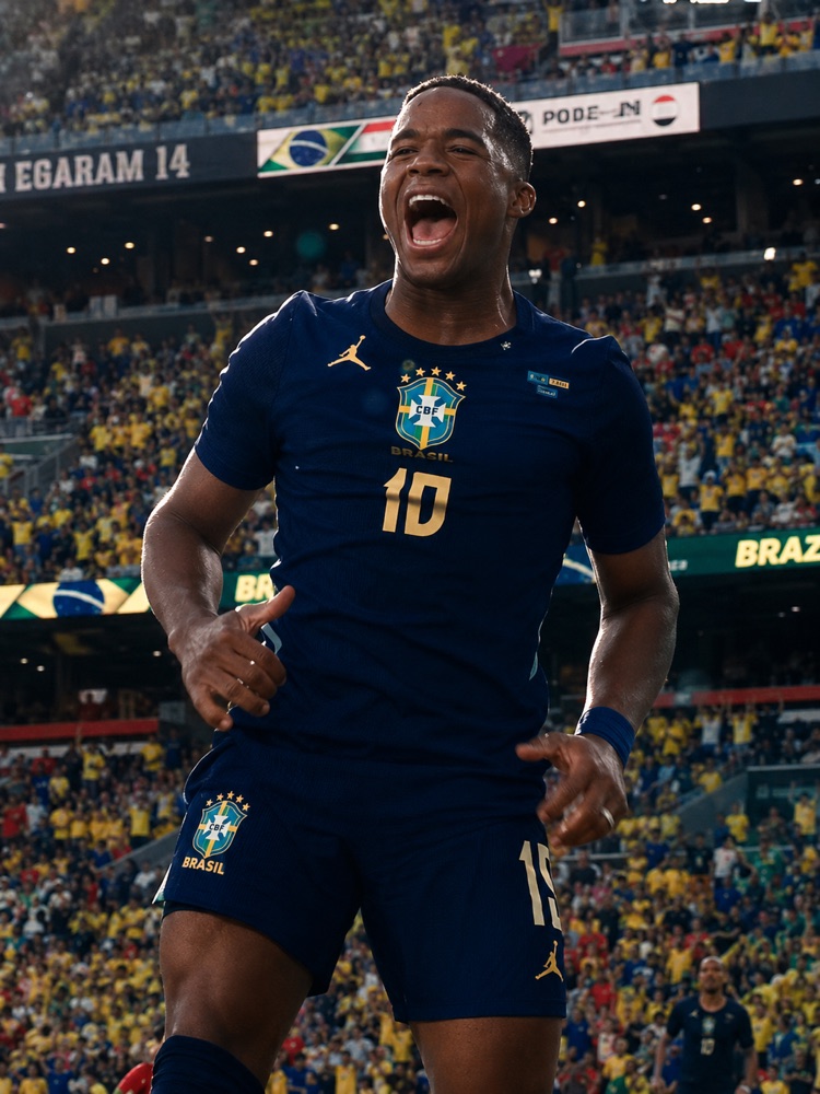 Endrik comemorando com a camisa da Seleção